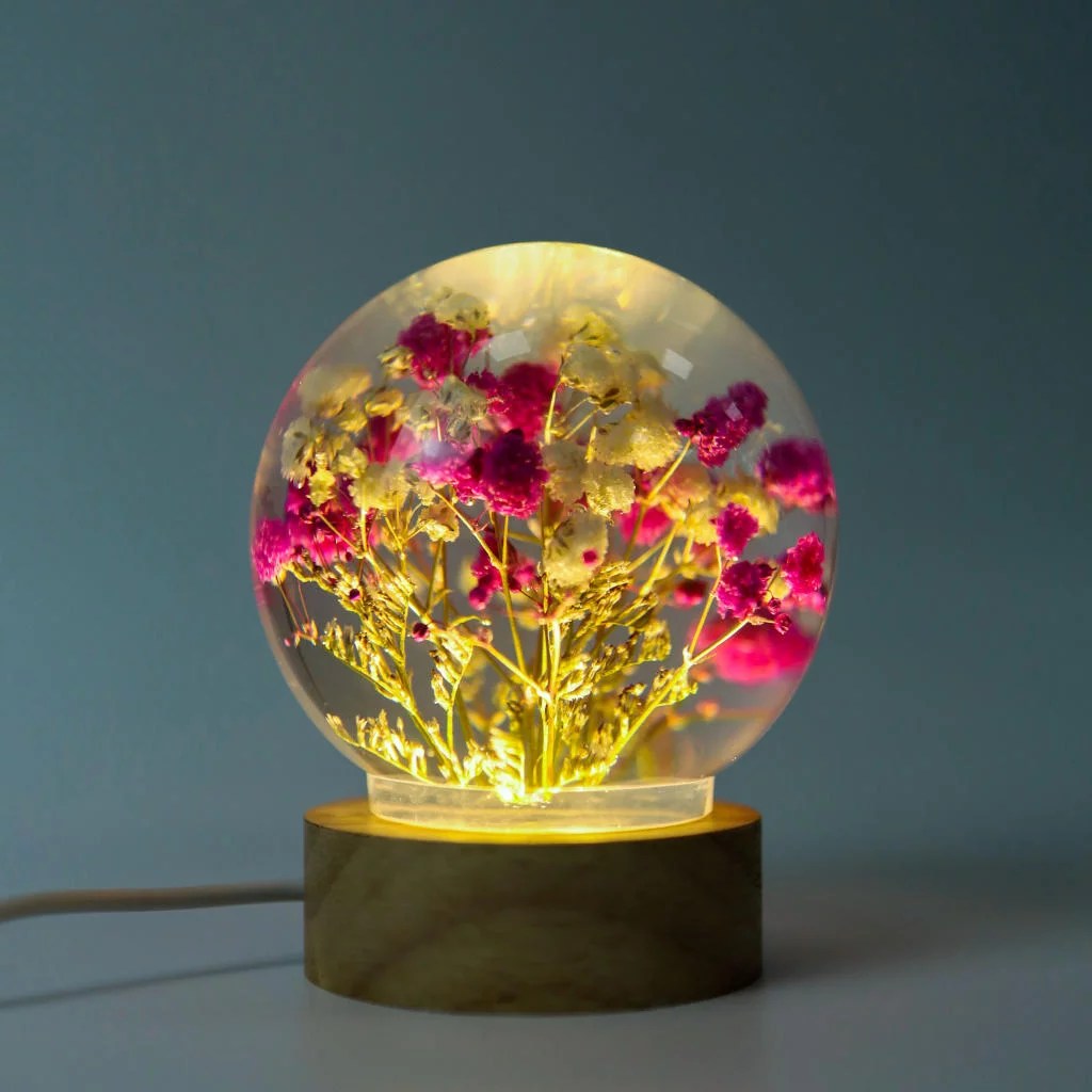 Baby's Breath Flower in Glass Night Lamp - Hirosart HR1303