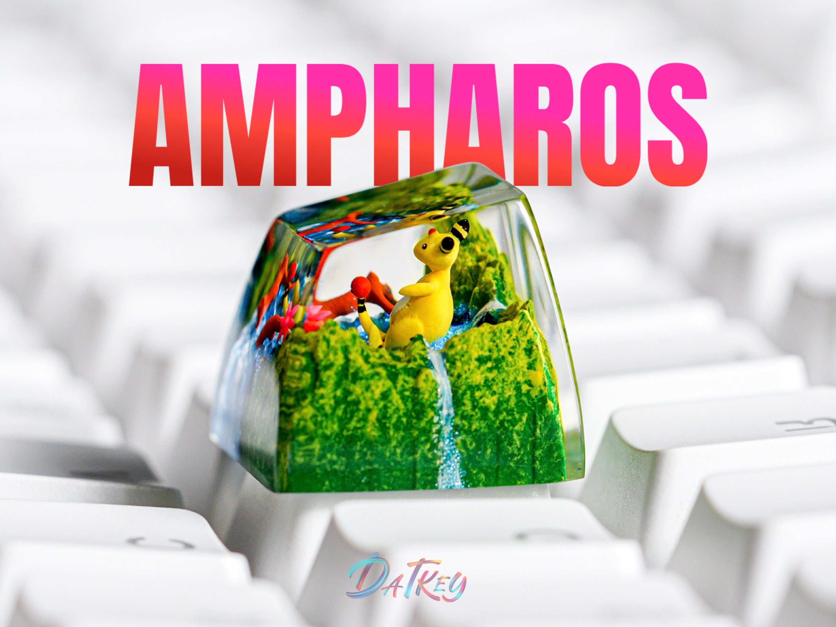 Ampharos Keycap, Pokemon Keycap, Artisan Keycap, Esc Keycap, Keycap for MX Cherry Switches Keyboard, Handmade Gift