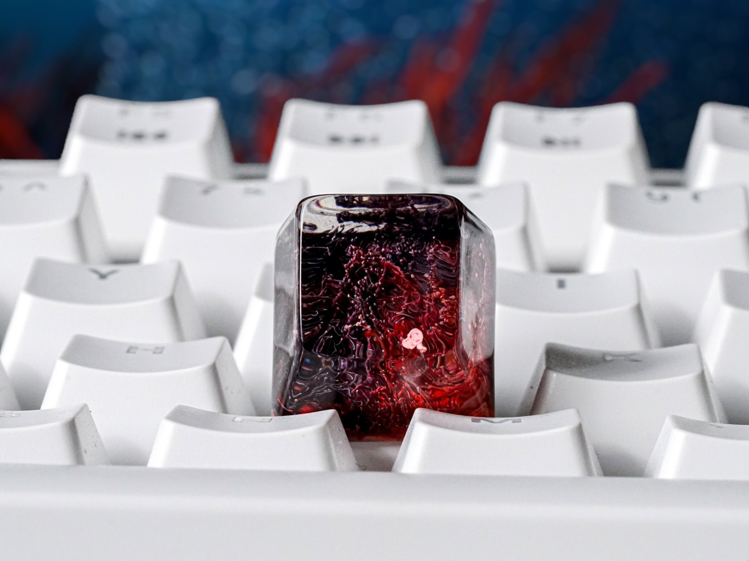 Red and Black Coral Keycap, Ocean Keycap, Artisan Keycap, Keycap for MX Cherry Switches Keyboard, Handmade Gift