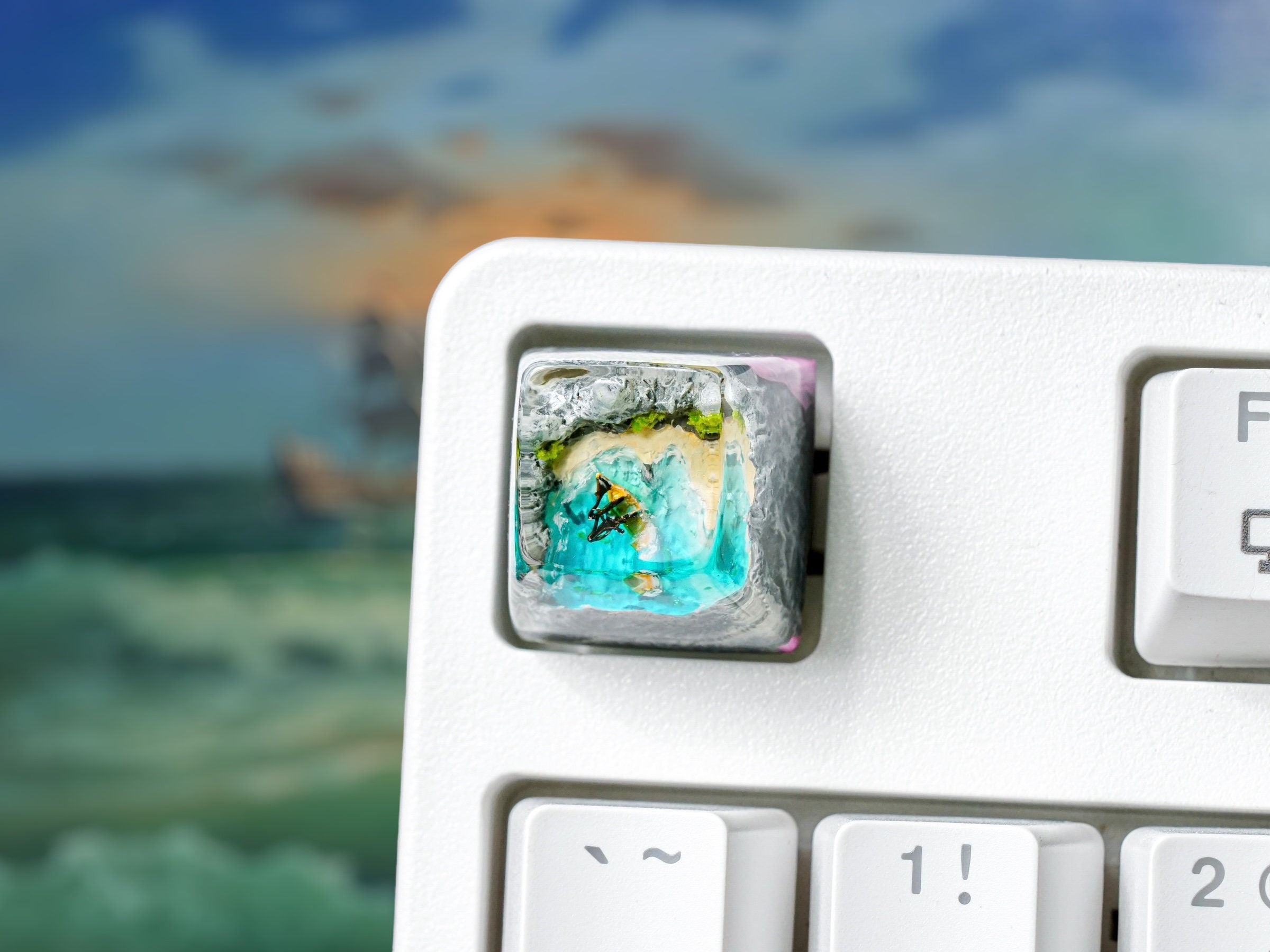 Navagio Beach Keycap, Landscape Keycap, Artisan Keycap, Keycap for MX Cherry Mechanical Keyboard, Handmade Gift